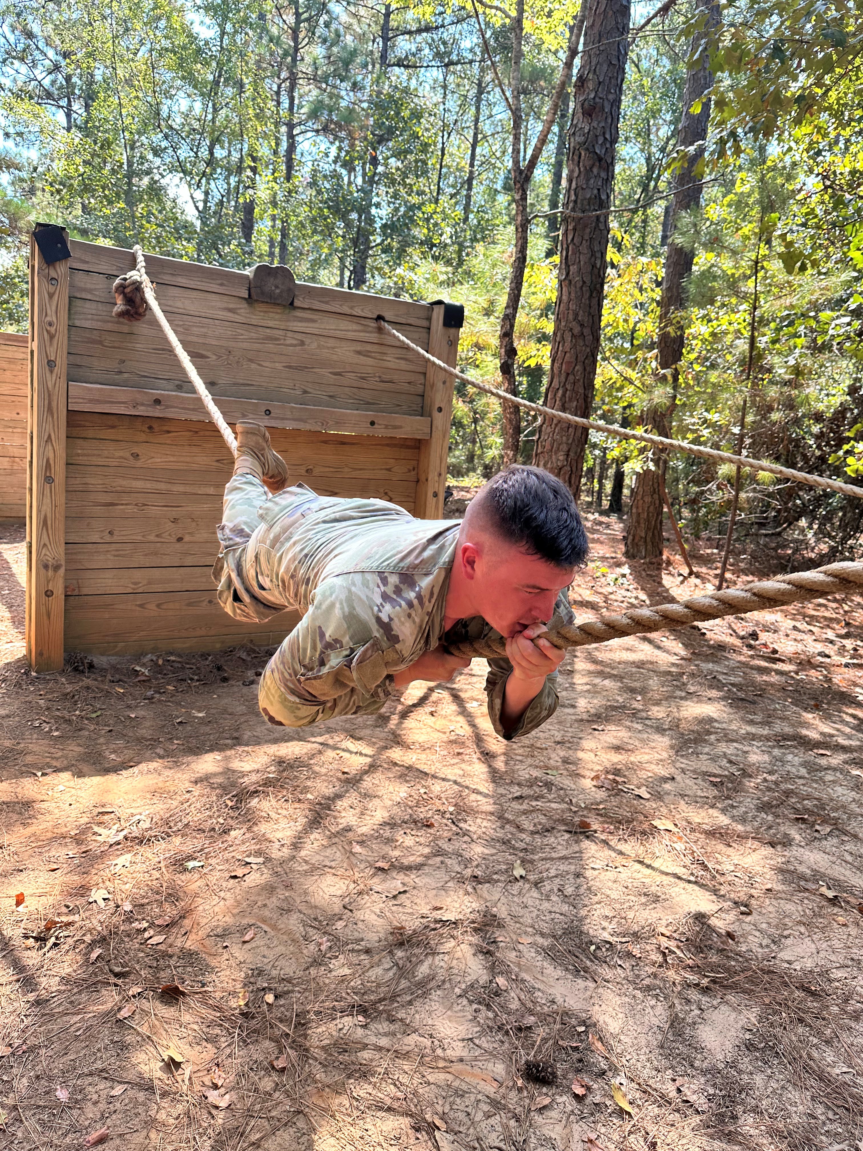 CPL Collee traversing the wall-cross-wall at the All American Mile Obstacle Course Photo Credit: SSG Wolfington CPL Collee traversing the wall-cross-wall at the All American Mile Obstacle Course Photo Credit: SSG Wolfington
